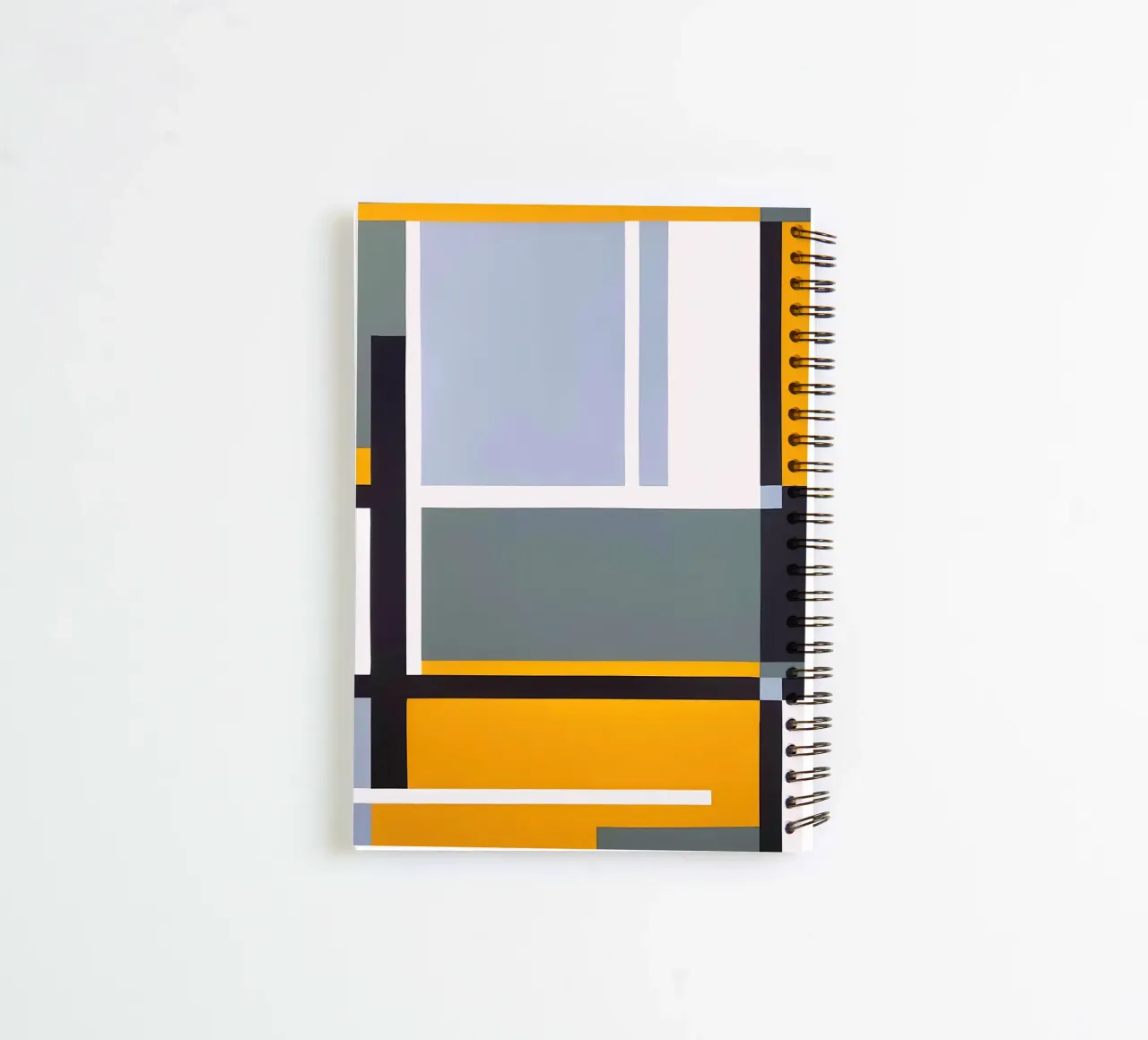 Rhythms in Yellow and Grey Geometry spiral notebook by Artbyvo