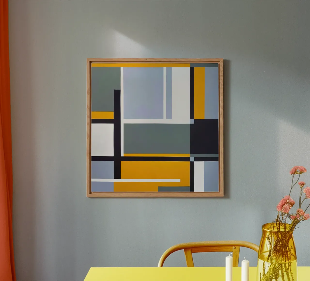 Rhythms in Yellow and Grey Geometry alu-dibond by Artbyvo