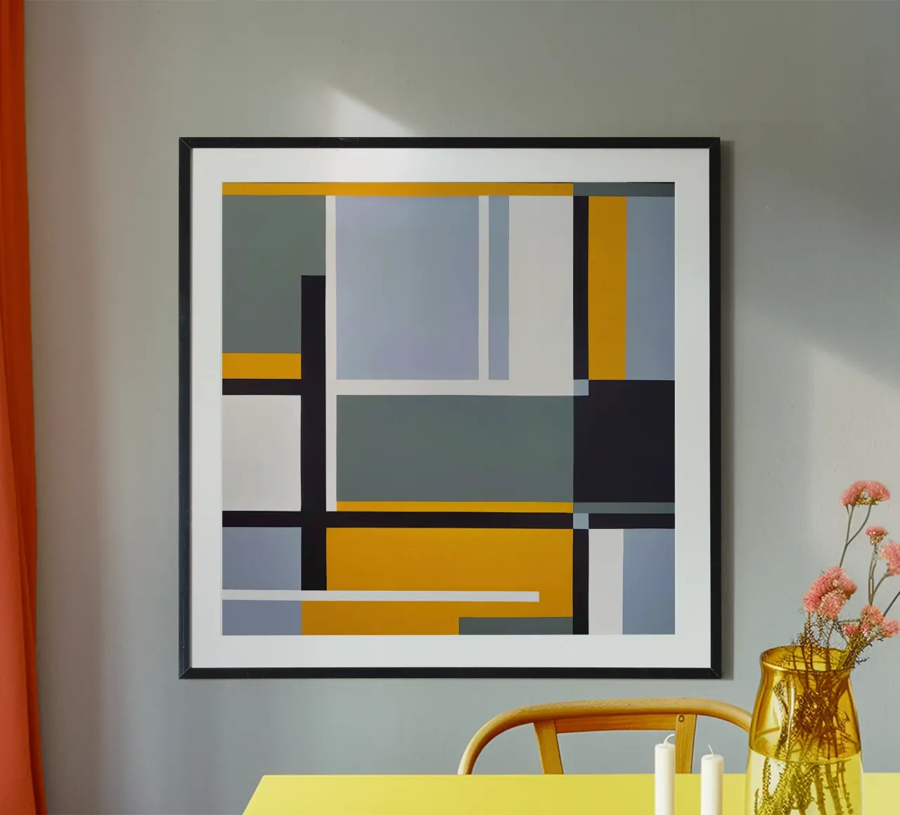 Rhythms in Yellow and Grey Geometry hahnemühle by Artbyvo
