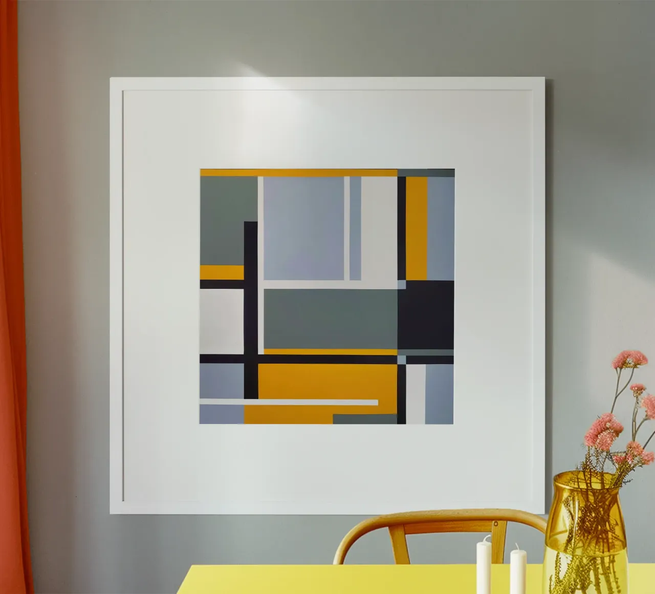 Rhythms in Yellow and Grey Geometry hahnemühle by Artbyvo