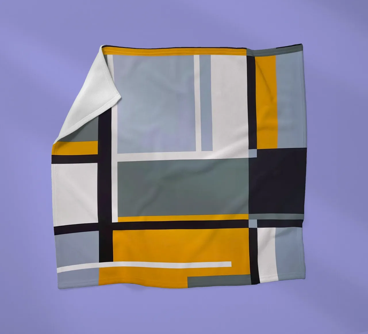 Rhythms in Yellow and Grey Geometry fleece blanket by Artbyvo
