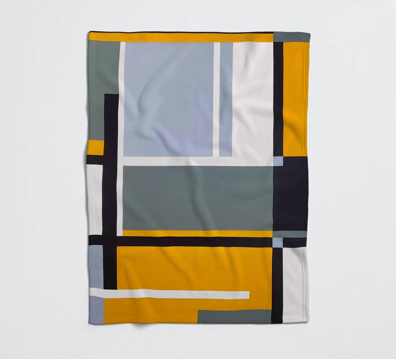 Rhythms in Yellow and Grey Geometry fleece blanket by Artbyvo
