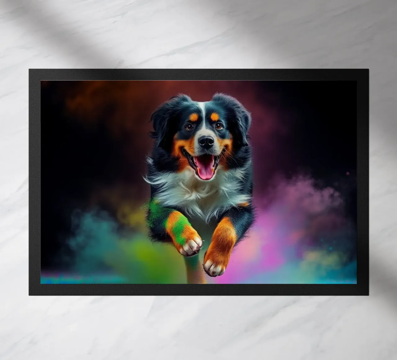 The colorful Bernese Mountain Dog #164 doormat by Yumis.Beargang.and.Me