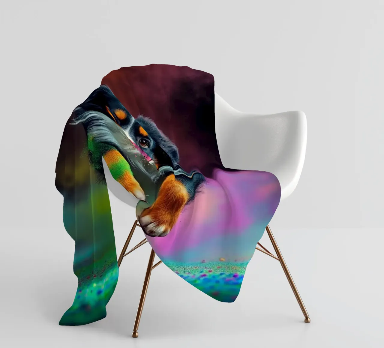 The colorful Bernese Mountain Dog #164 fleece blanket by Yumis.Beargang.and.Me