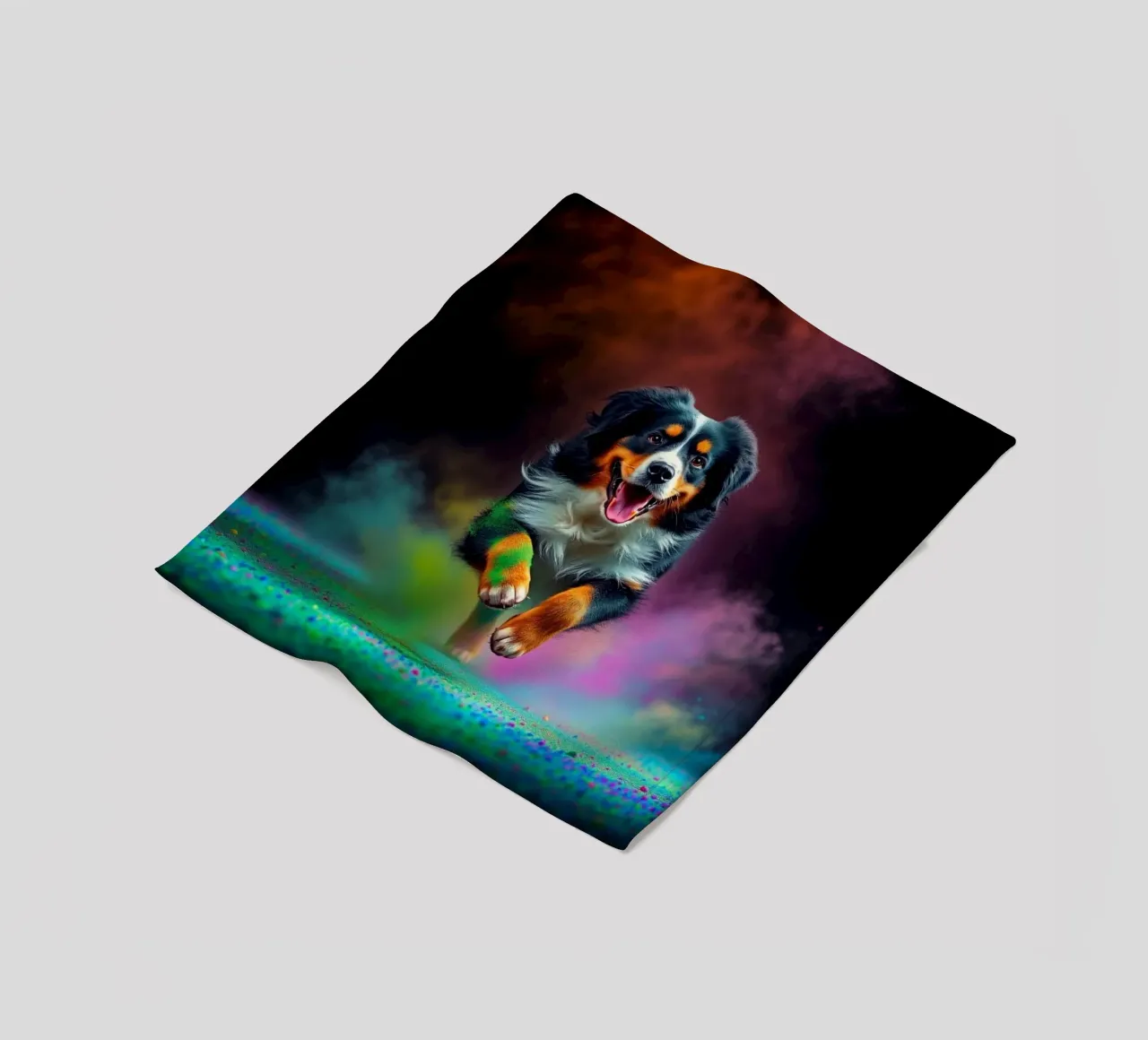 The colorful Bernese Mountain Dog #164 fleece blanket by Yumis.Beargang.and.Me