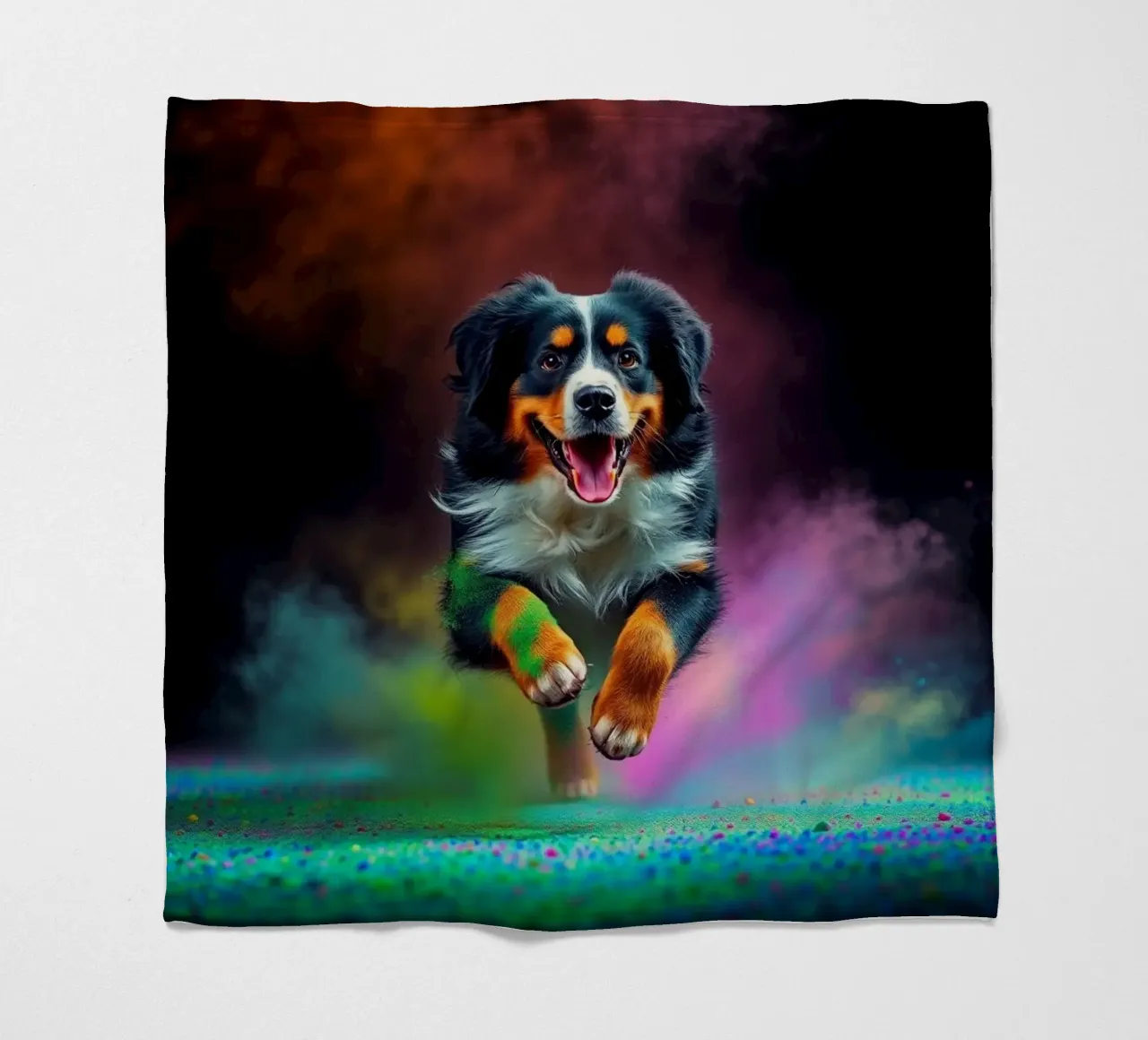 The colorful Bernese Mountain Dog #164 fleece blanket by Yumis.Beargang.and.Me