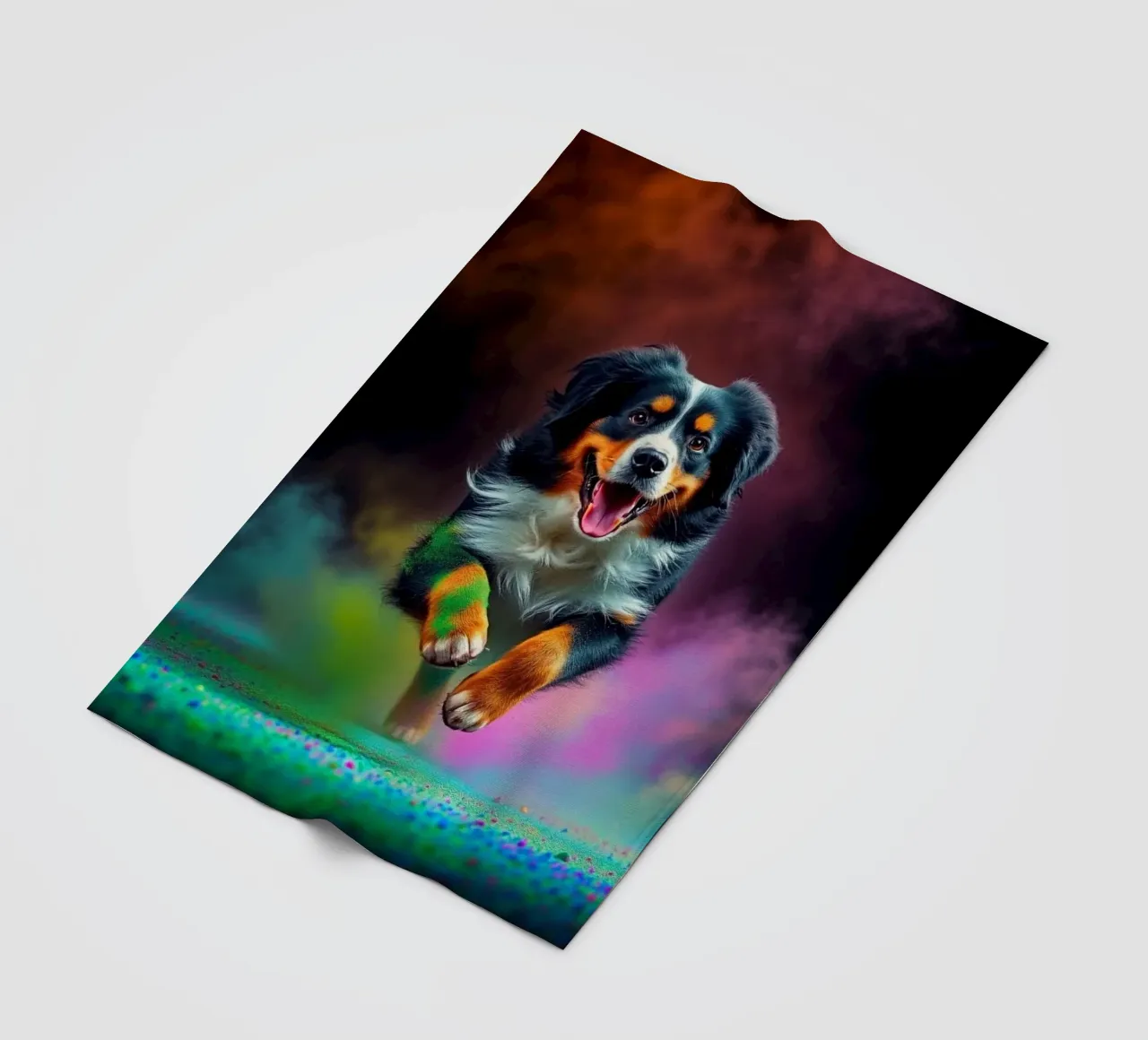 The colorful Bernese Mountain Dog #164 fleece blanket by Yumis.Beargang.and.Me