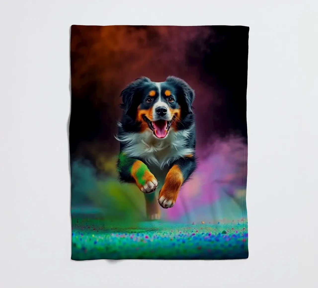 The colorful Bernese Mountain Dog #164 fleece blanket by Yumis.Beargang.and.Me