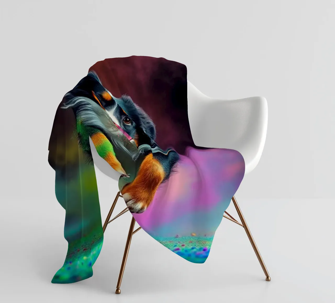 The colorful Bernese Mountain Dog #164 fleece blanket by Yumis.Beargang.and.Me
