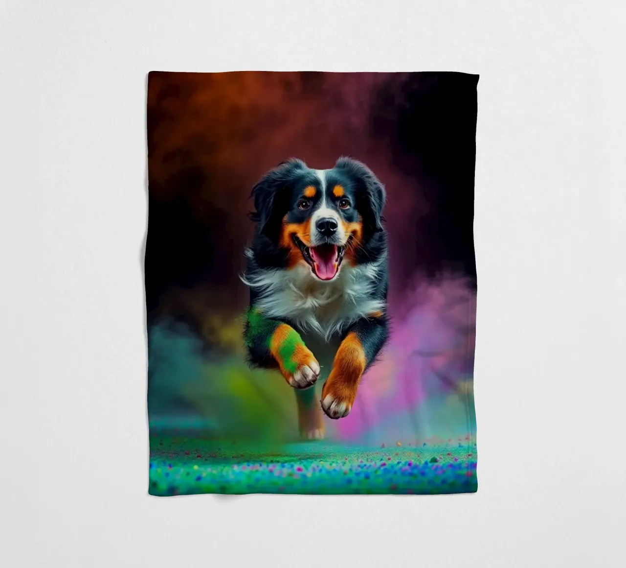 The colorful Bernese Mountain Dog #164 fleece blanket by Yumis.Beargang.and.Me