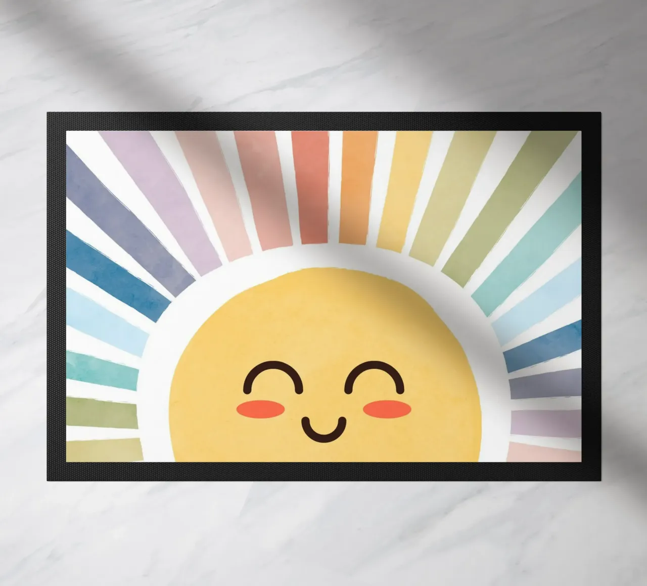Simpatica stampa del sole felice zerbino da SunshinePrints