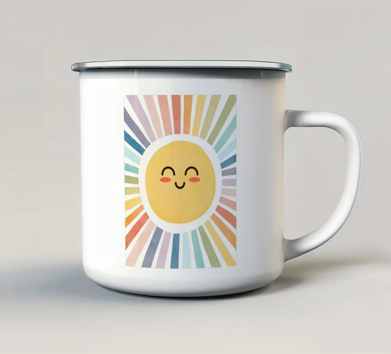 Simpatica stampa del sole felice tazza in smalto da SunshinePrints