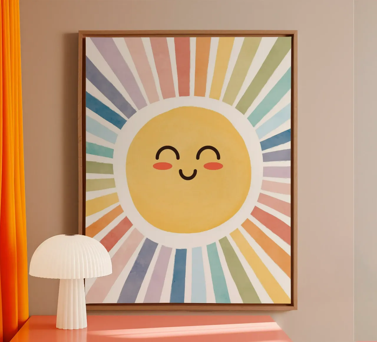 Niedlicher Happy Sun Druck Leinwand von SunshinePrints