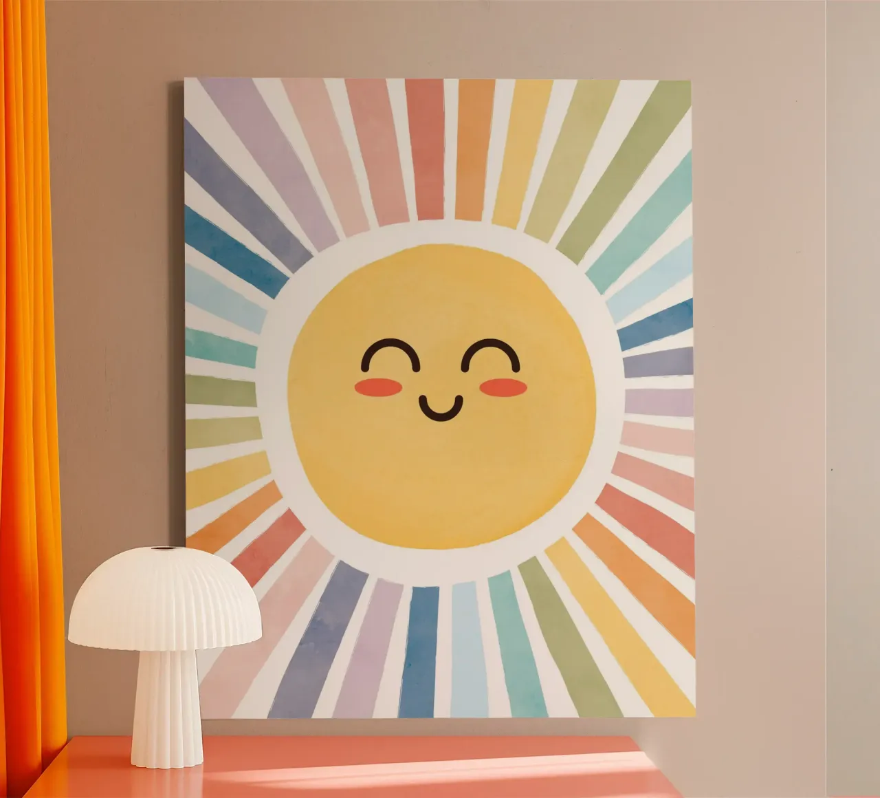 Niedlicher Happy Sun Druck Leinwand von SunshinePrints