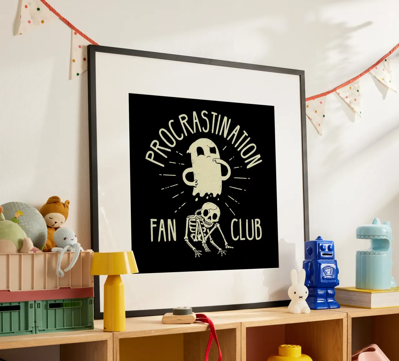 Procrastinate poster con telaio in legno da DinoMike