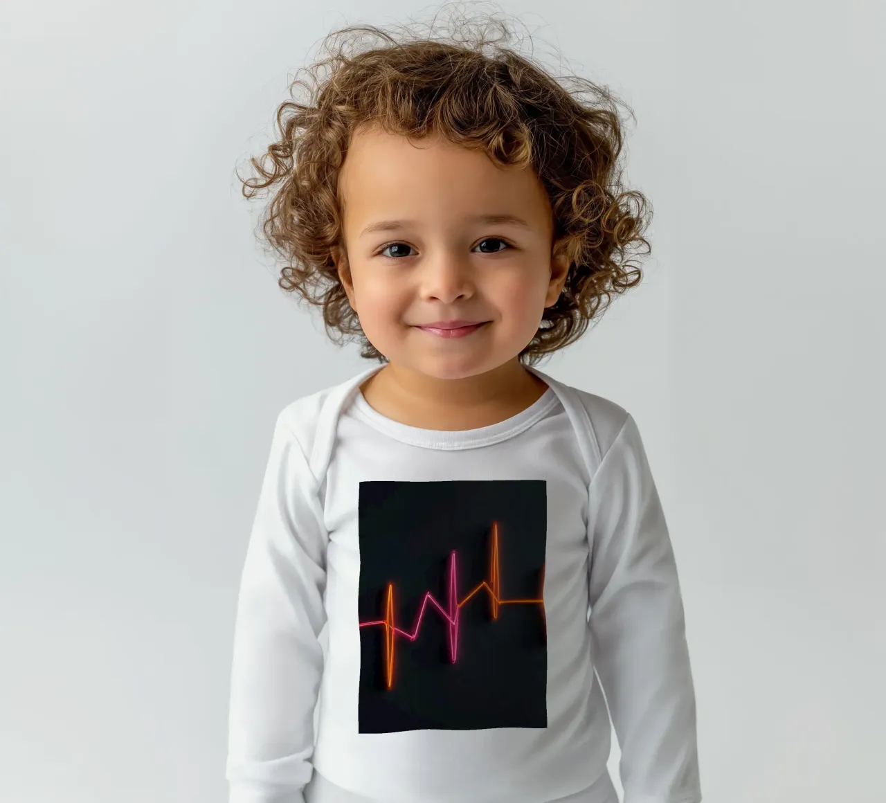 Neon-Herzschlag-Grafik mit lebendigen Pulslinien Langarm Babybody von DesignDoodle