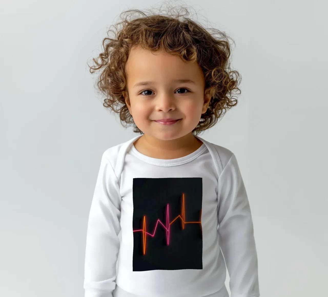 Neon-Herzschlag-Grafik mit lebendigen Pulslinien Langarm Babybody von DesignDoodle