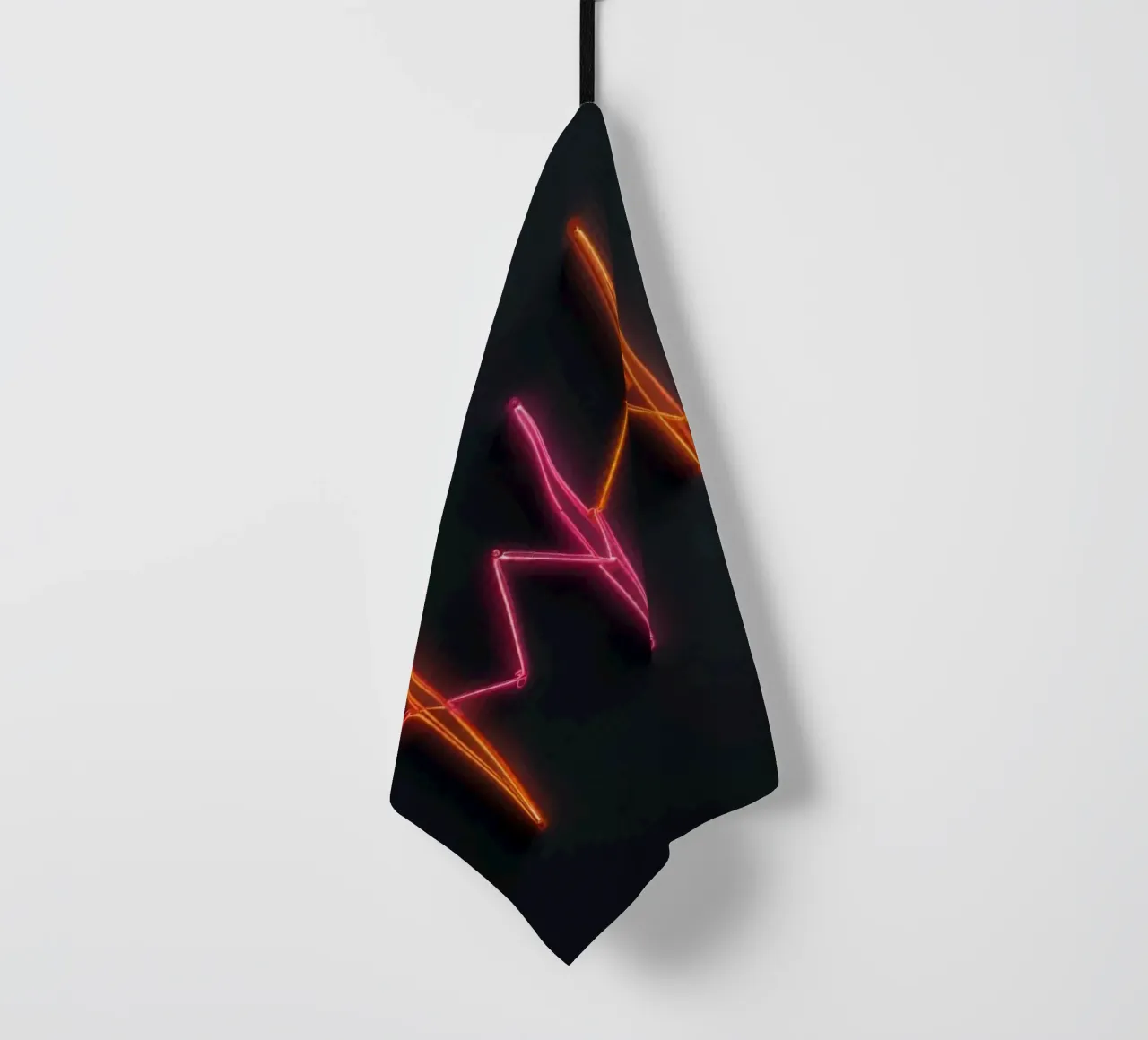 Graphique des battements de cœur en néon représentant des lignes de pouls vibrantes torchon de DesignDoodle