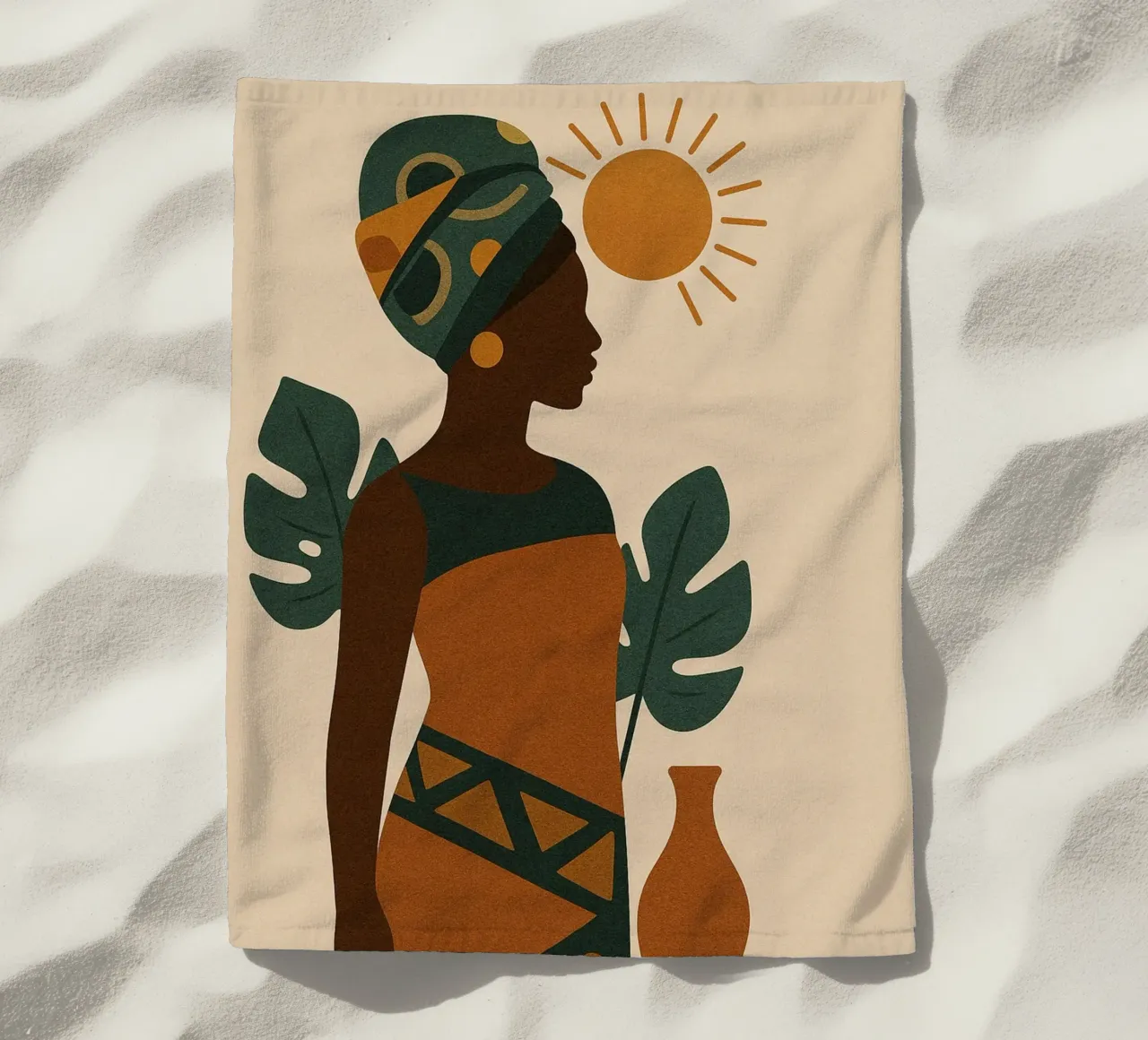 Sunlit Serenity: African Abstract telo mare da Mosaic Dialogue