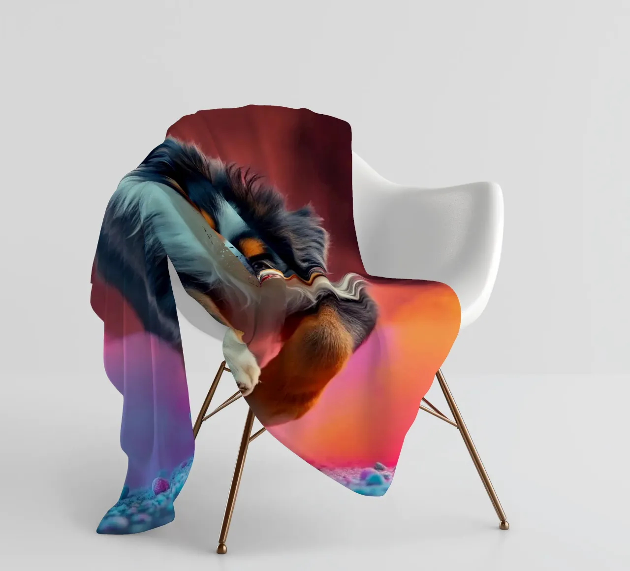 The colorful Bernese Mountain Dog #169 fleece blanket by Yumis.Beargang.and.Me