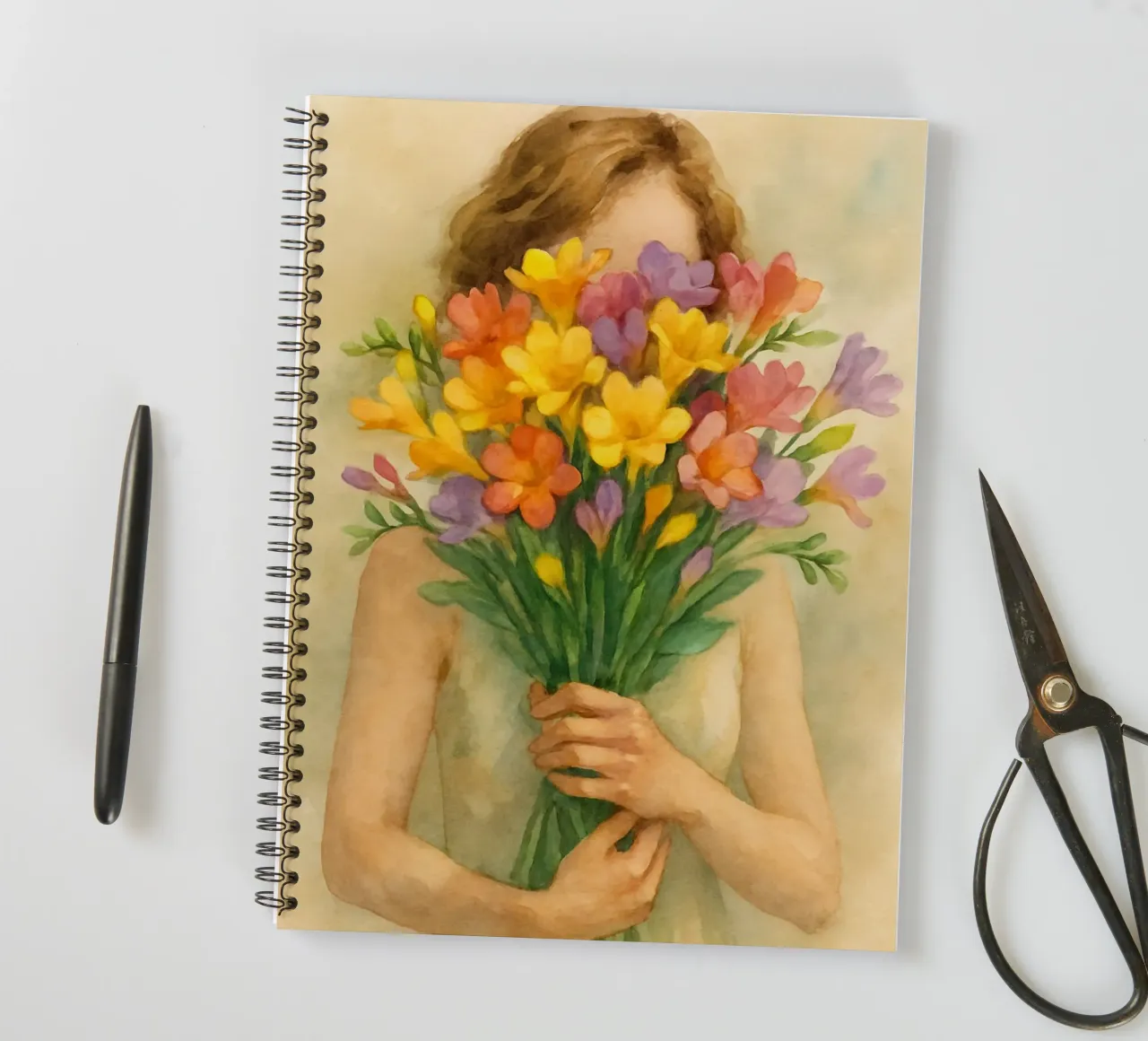 Hidden Bloom: A Freesia Embrace diario ad anelli da Mosaic Dialogue