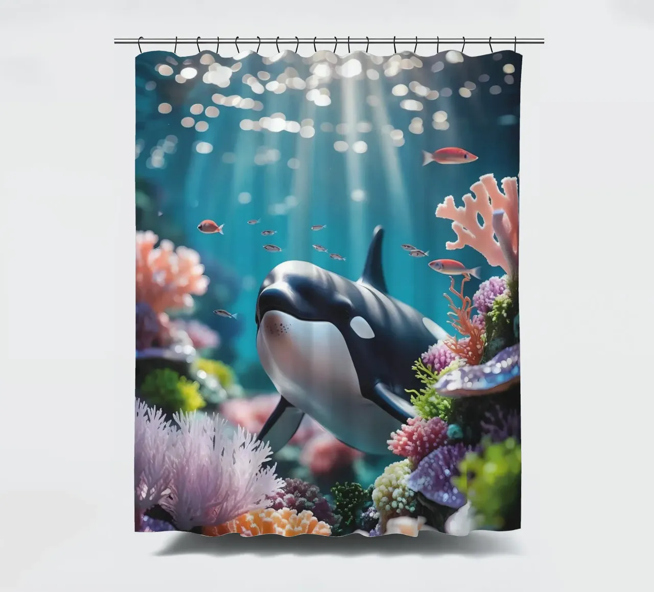 Orca | Magia subacquea in movimento (1) tenda da doccia da Trinkets NL Design Studio