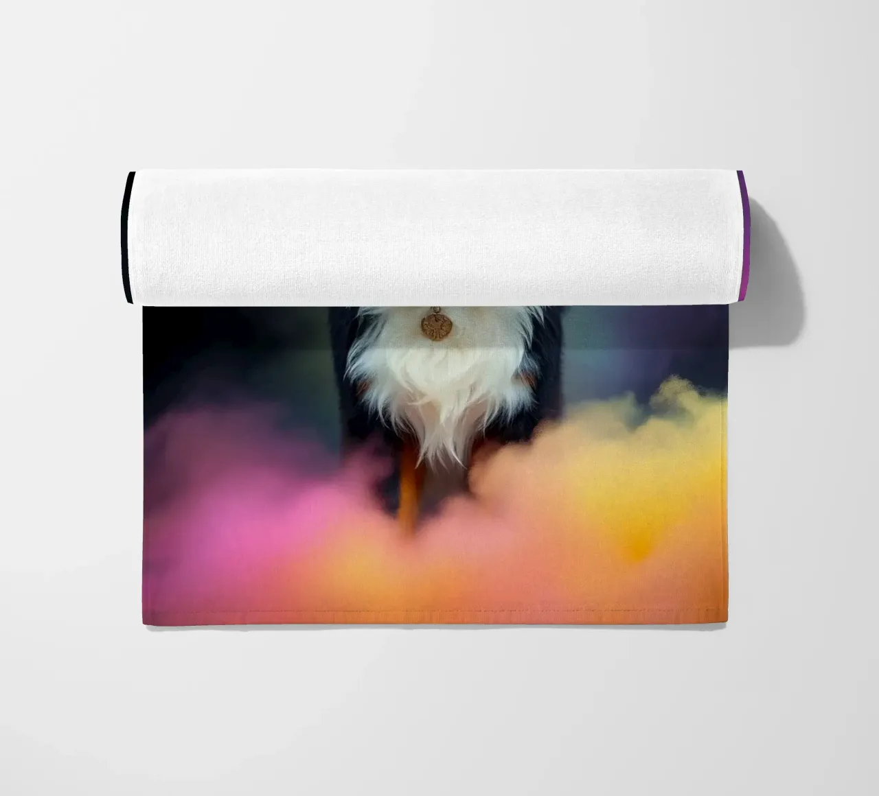 The colorful Bernese Mountain Dog #170 beach towel by Yumis.Beargang.and.Me