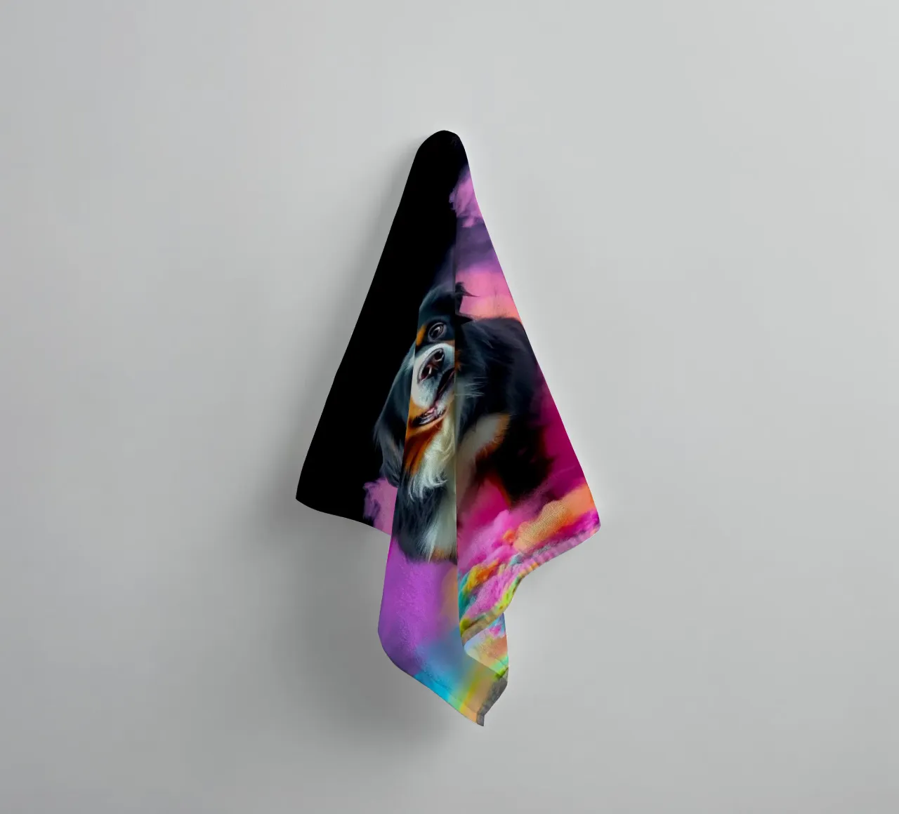 The colorful Bernese Mountain Dog #171 towel by Yumis.Beargang.and.Me