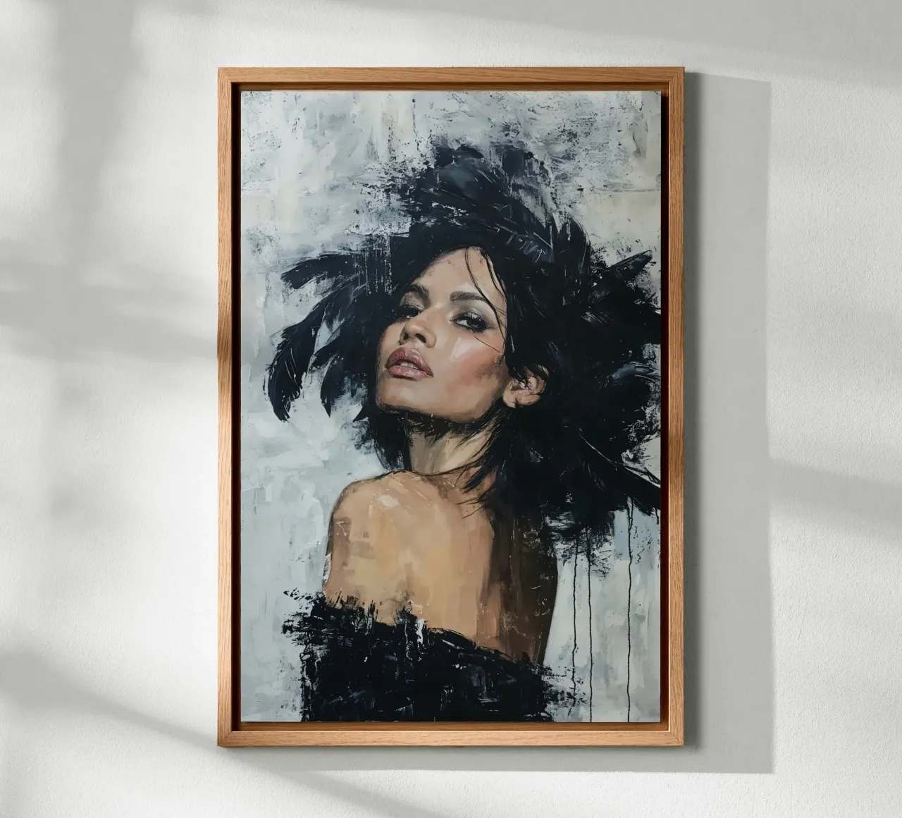 Woman with Black Feathers alu-dibond by Lisa Artifexia