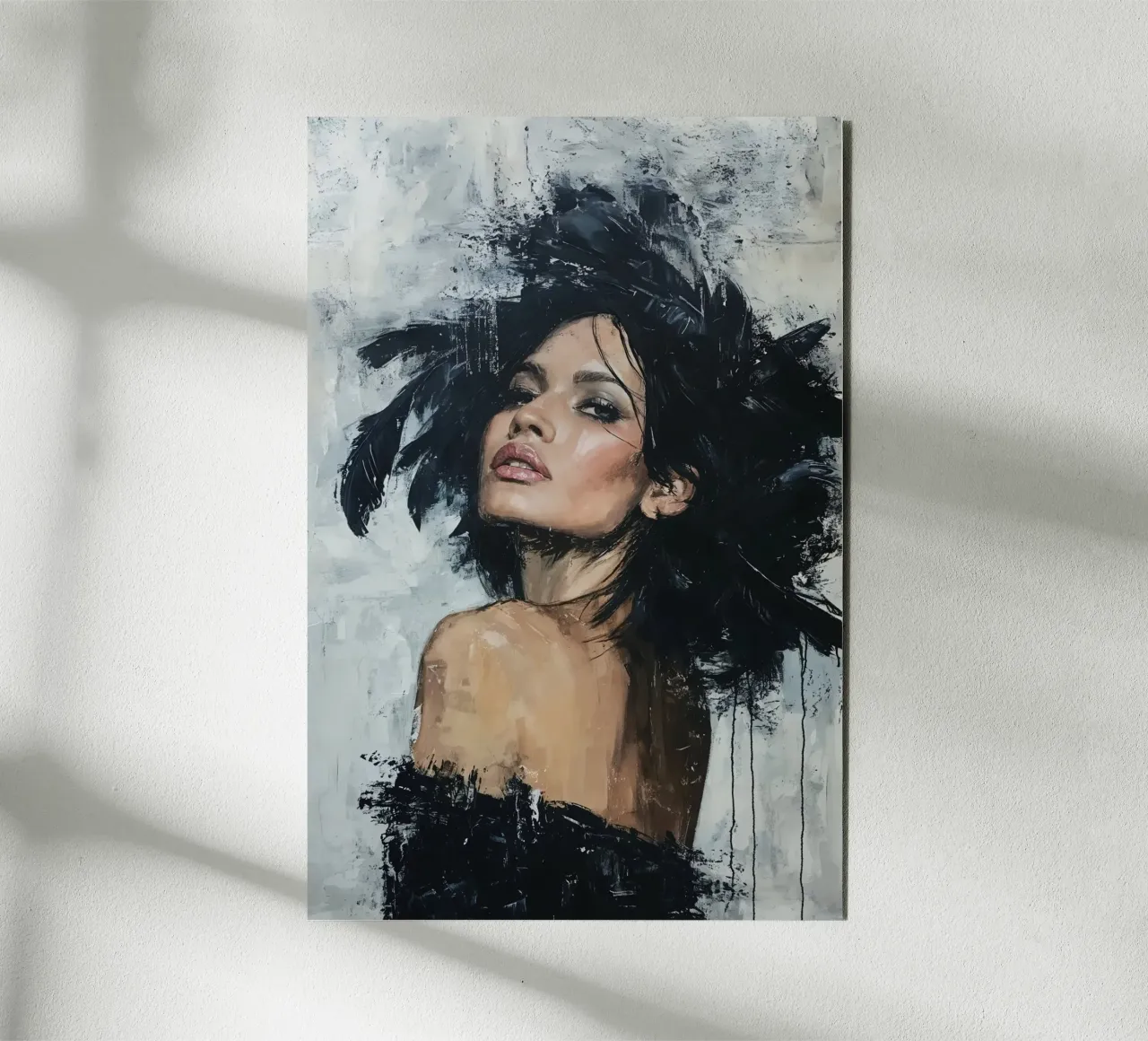 Woman with Black Feathers alu-dibond by Lisa Artifexia