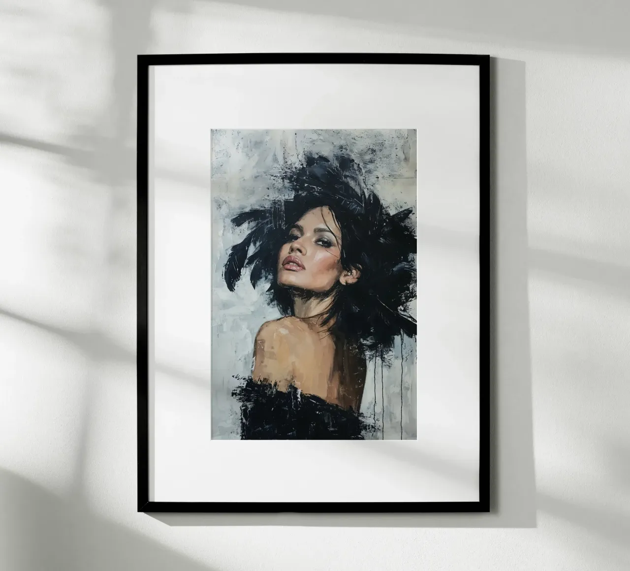 Donna con piume nere poster da Lisa Artifexia