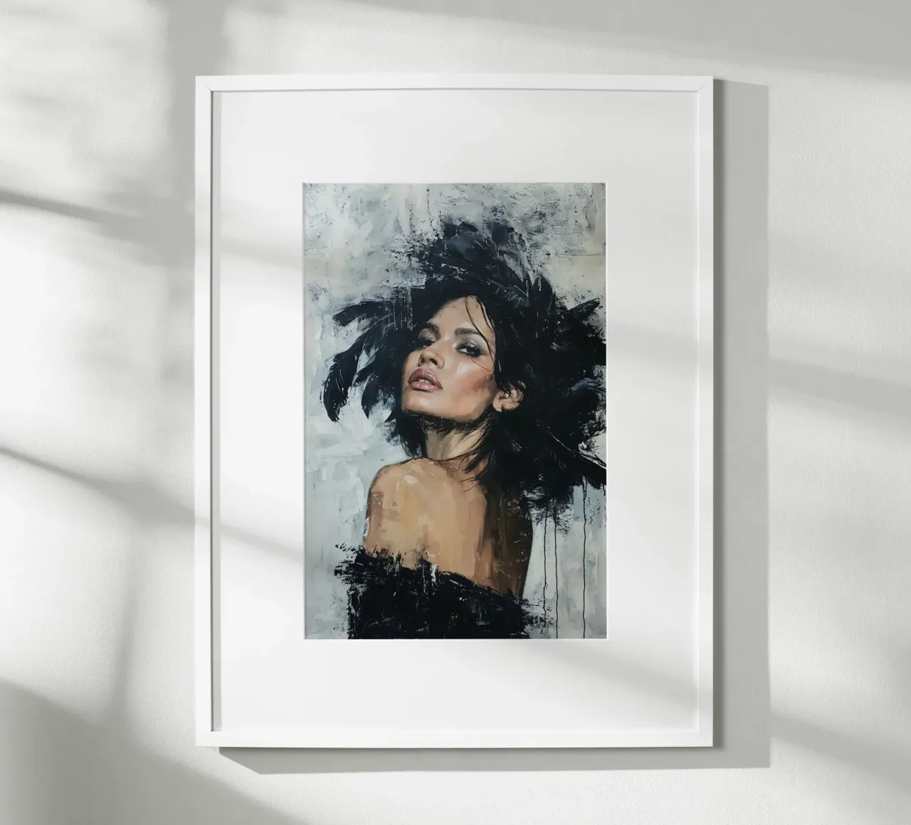 Donna con piume nere poster da Lisa Artifexia