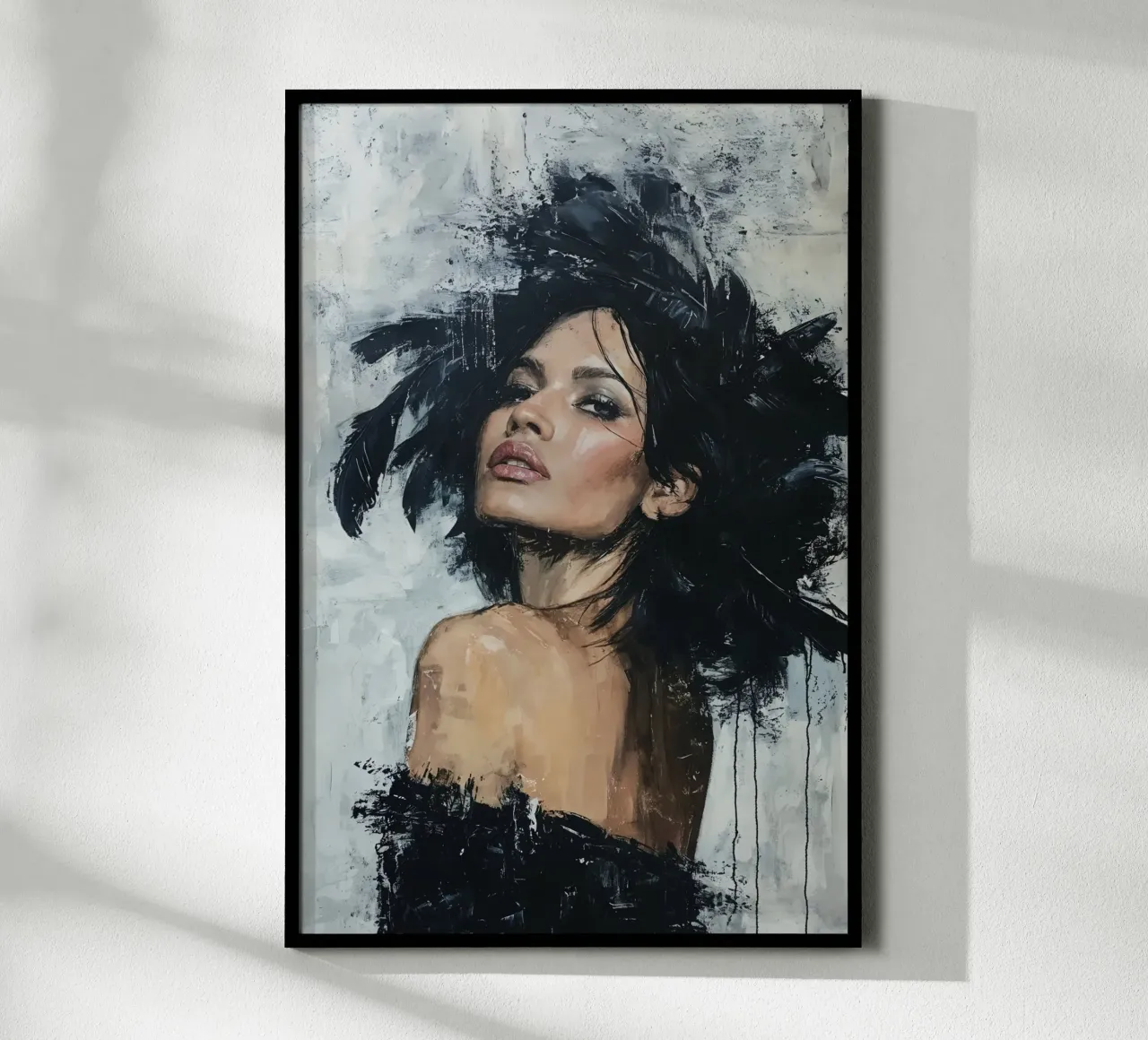 Donna con piume nere poster da Lisa Artifexia