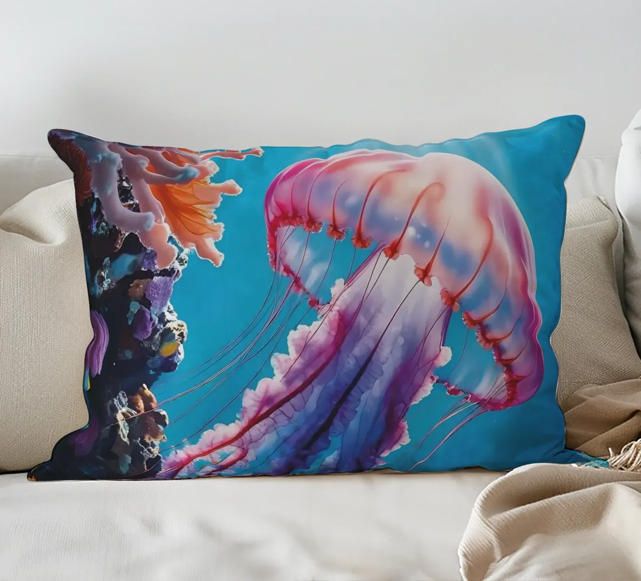 🪸🪼 Jellyfish Pink | Floating Silence (2) decorative cushion by Trinkets NL Design Studio
