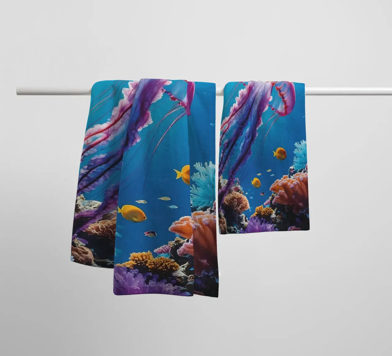 🪸🪼 Jellyfish Pink | Floating Silence (2) towel by Trinkets NL Design Studio