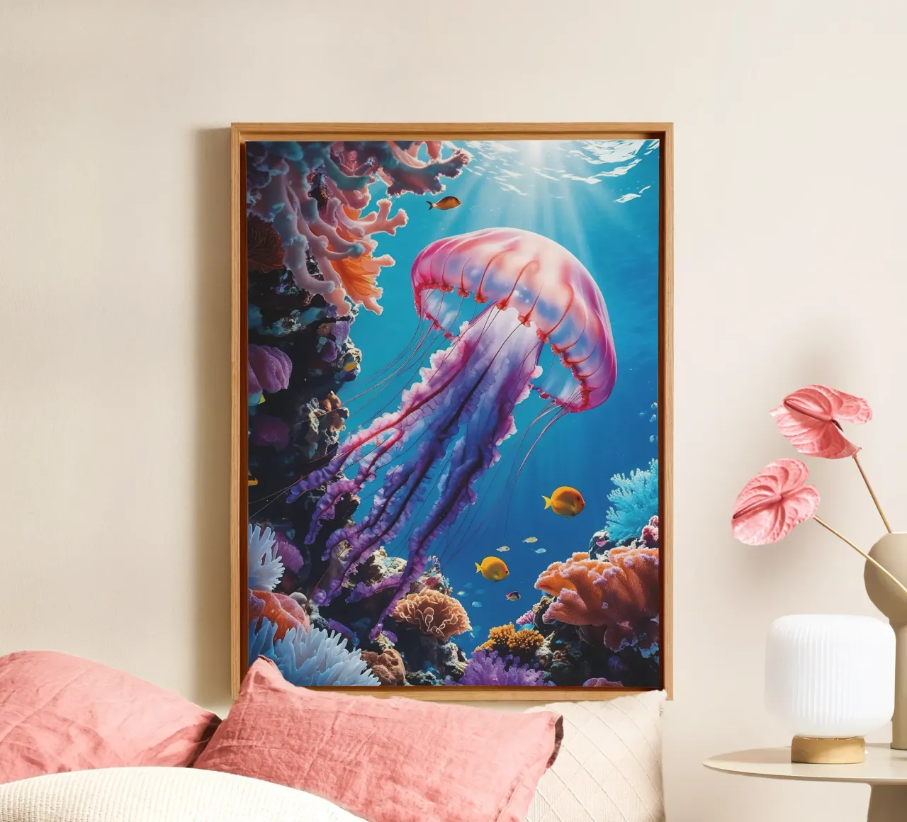 🪸🪼 Jellyfish Pink | Floating Silence (2) canvas by Trinkets NL Design Studio
