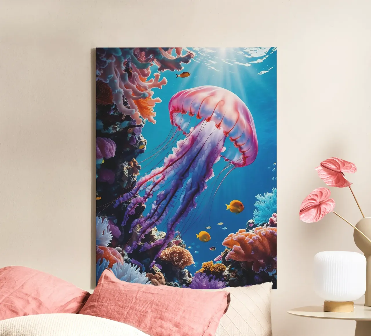 🪸🪼 Jellyfish Pink | Floating Silence (2) canvas by Trinkets NL Design Studio