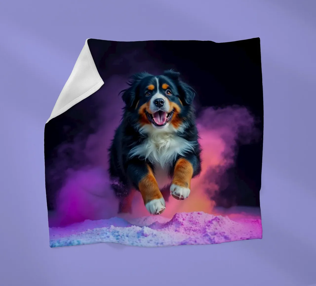 The colorful Bernese Mountain Dog #172 fleece blanket by Yumis.Beargang.and.Me