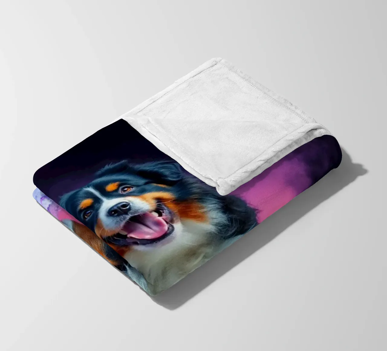 The colorful Bernese Mountain Dog #172 fleece blanket by Yumis.Beargang.and.Me