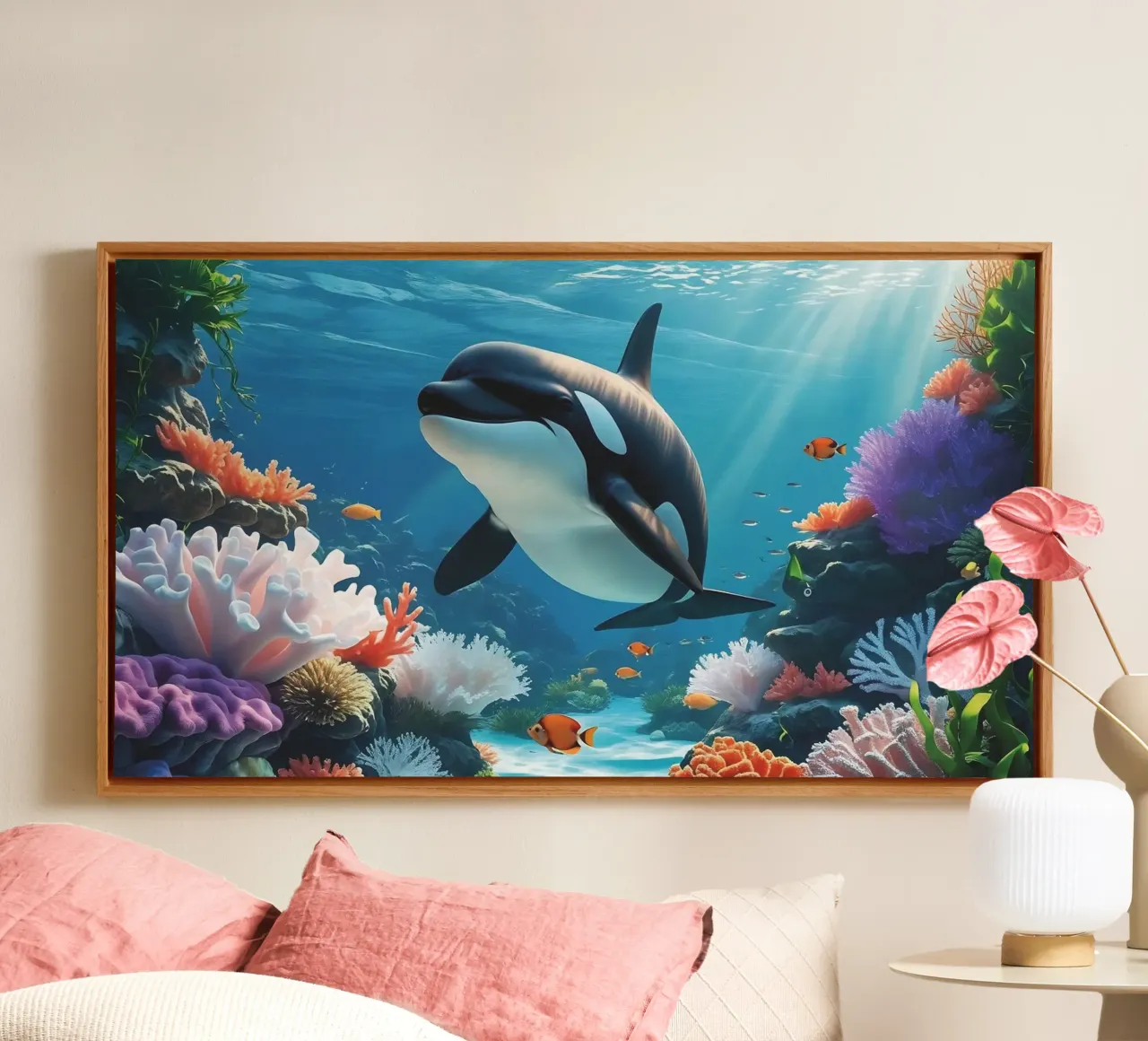 🪸🐚 Orca | Magia subacquea in movimento (2) tela con Cornice a cassetta da Trinkets NL Design Studio