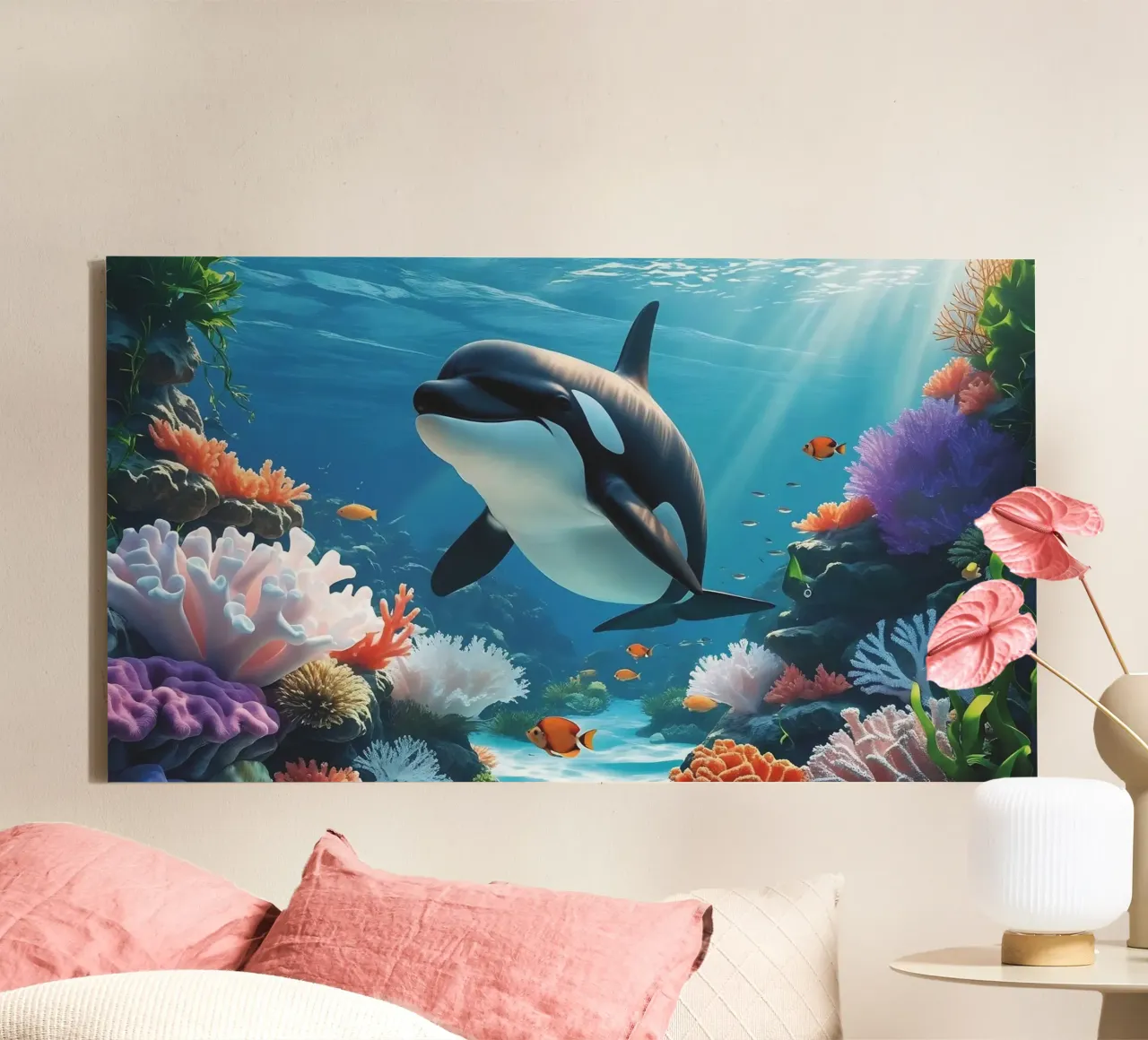 🪸🐚 Orca | Magia subacquea in movimento (2) tela con Cornice a cassetta da Trinkets NL Design Studio