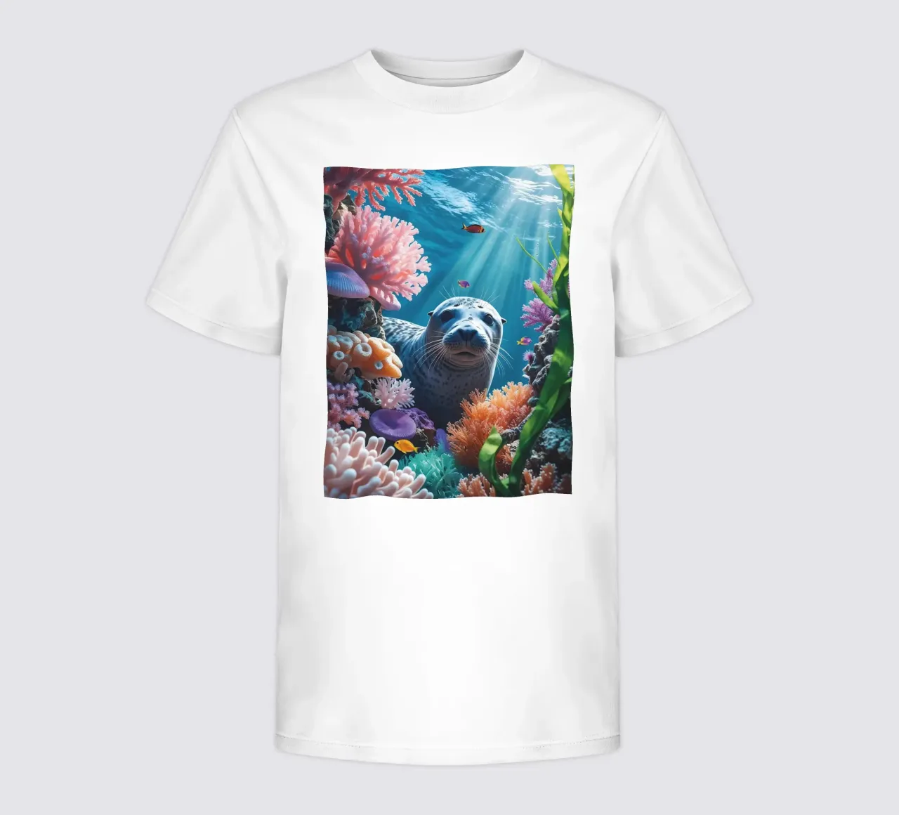 🪸🦭 Grey Seal | Where Light Hits the Sea kids t-shirt by Trinkets NL Design Studio