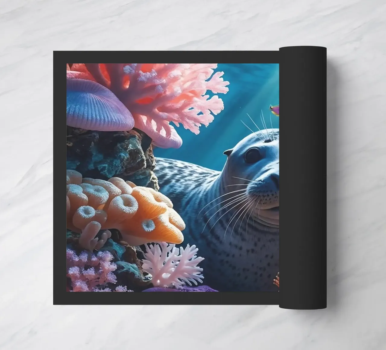 Kegelrobbe | Wo das Licht auf das Meer trifft Fußmatte von Trinkets NL Design Studio