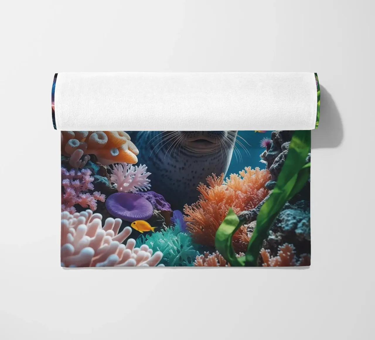 Kegelrobbe | Wo das Licht auf das Meer trifft Strandtuch von Trinkets NL Design Studio