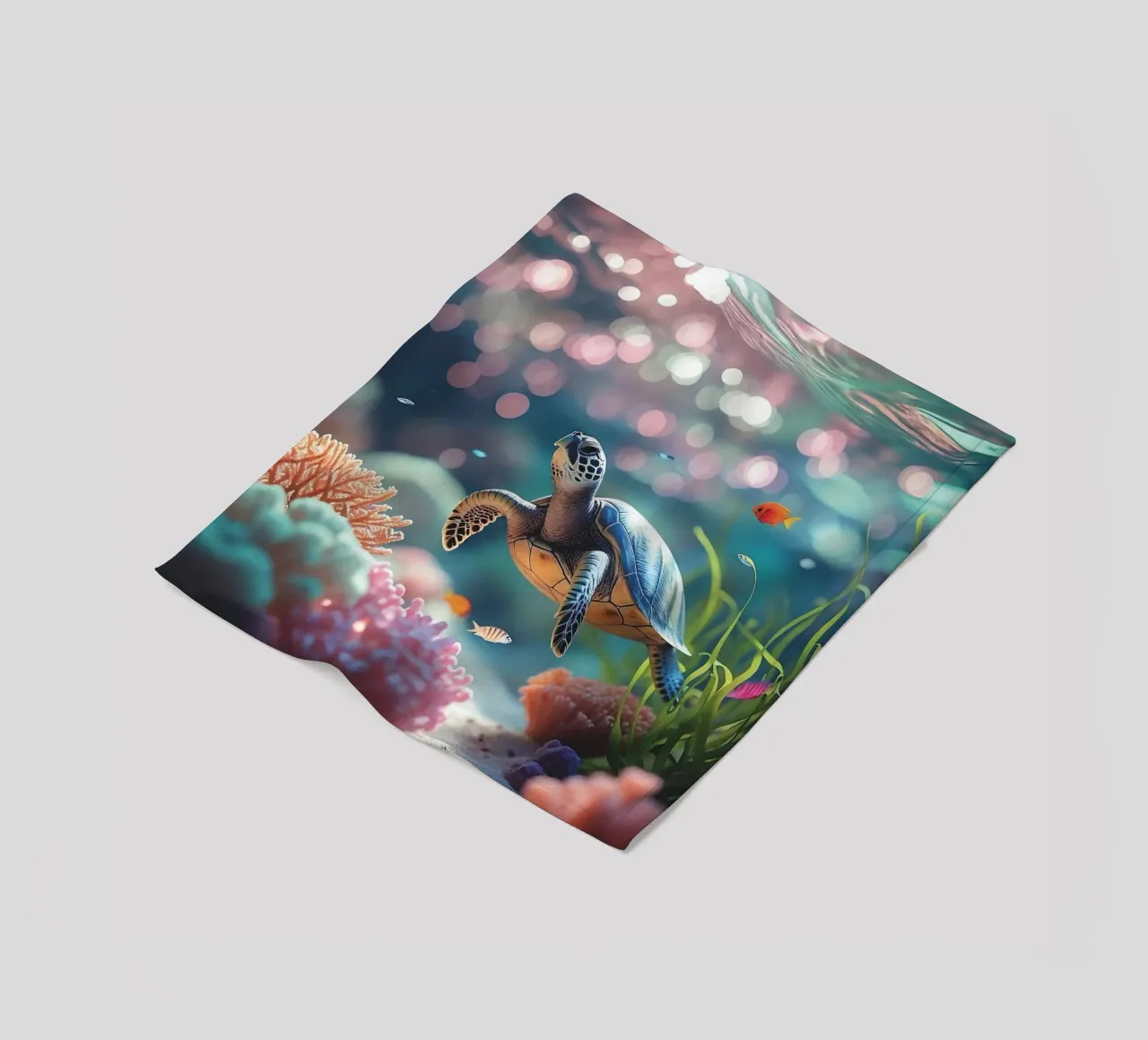 🪸🐢 Sea turtle | Light play in the Coral Reef fleece blanket by Trinkets NL Design Studio