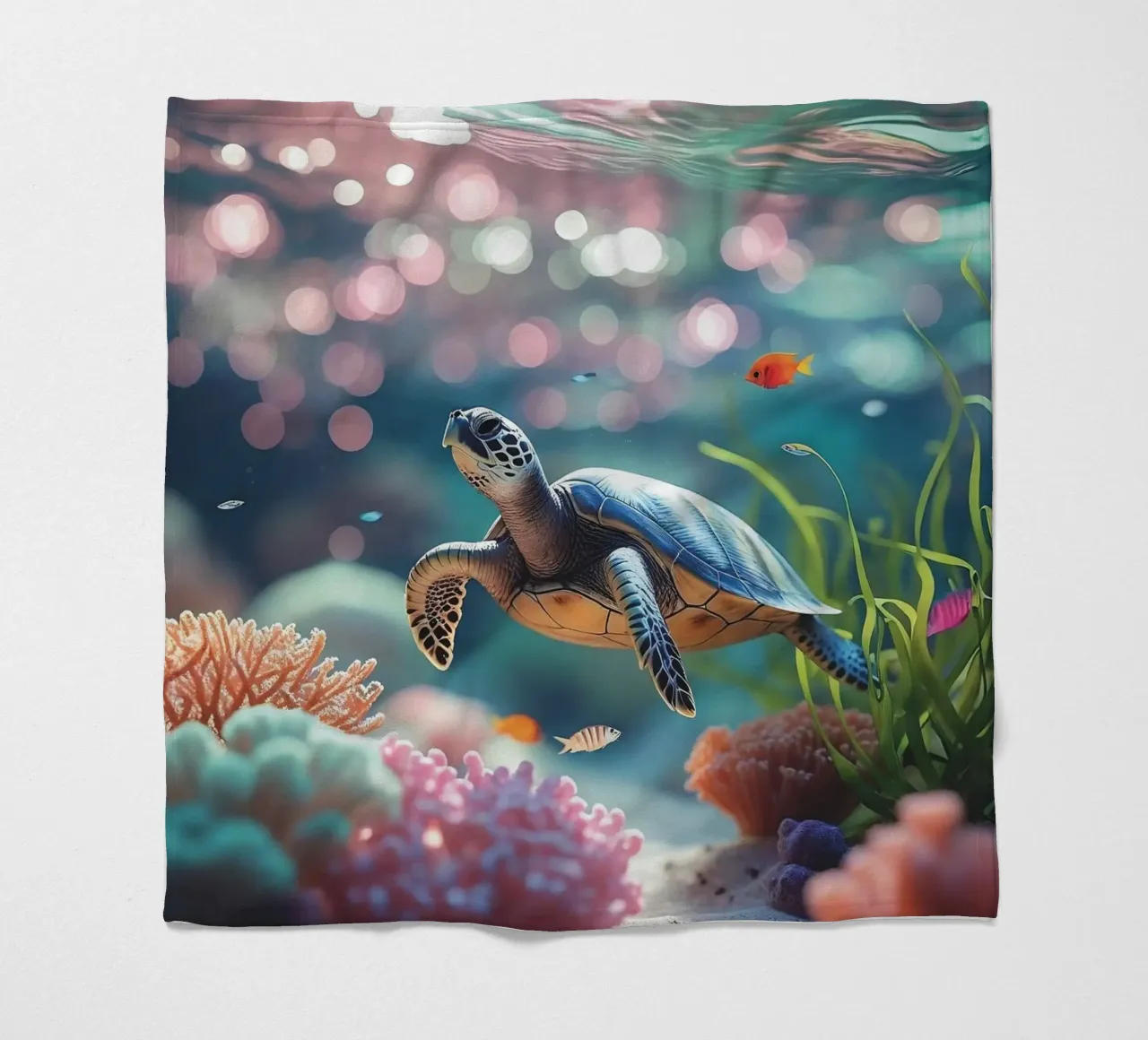 🪸🐢 Sea turtle | Light play in the Coral Reef fleece blanket by Trinkets NL Design Studio