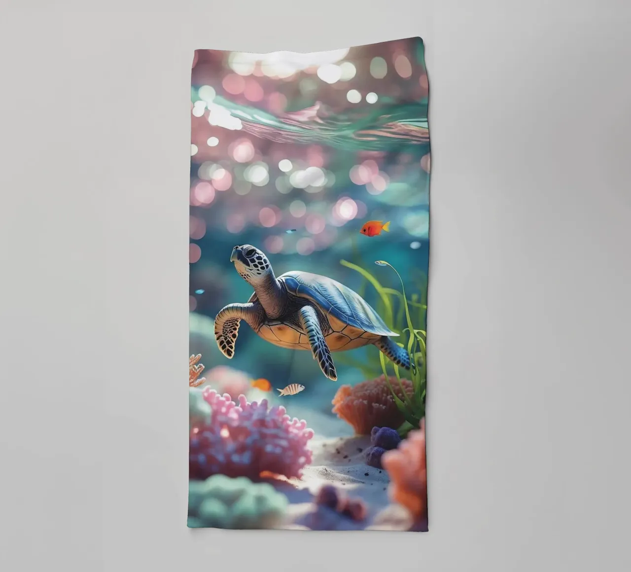 🪸🐢 Sea turtle | Light play in the Coral Reef towel by Trinkets NL Design Studio