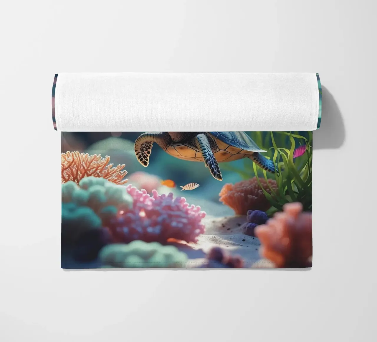 🪸🐢 Sea turtle | Light play in the Coral Reef beach towel by Trinkets NL Design Studio