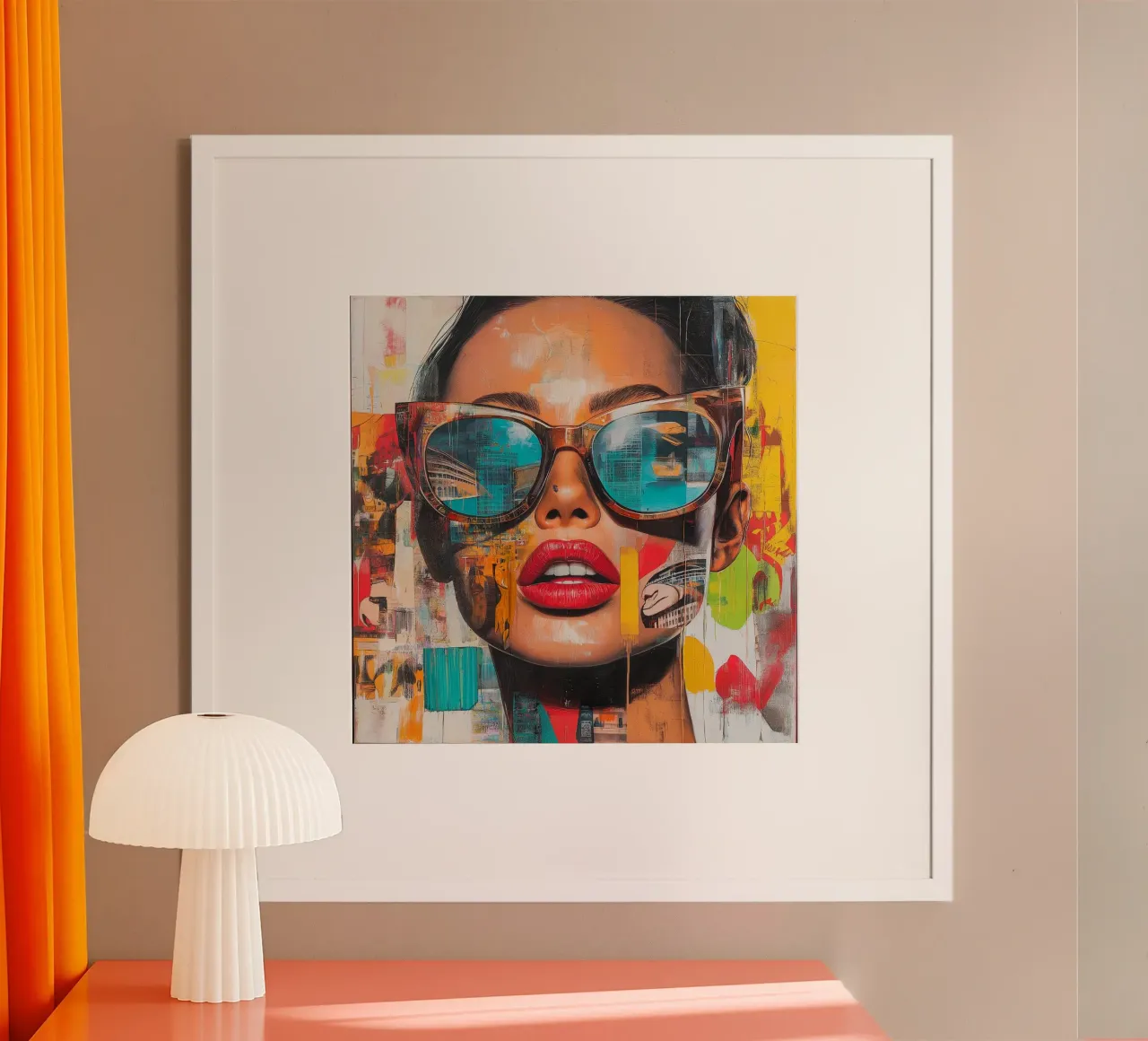 Pop art girl in the city poster con telaio in alluminio da Motivate-Today