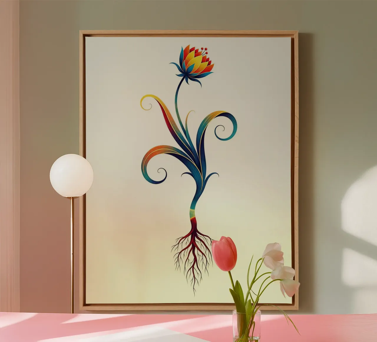 Floral bauhaus #027: Ethereal Bloom tela con Cornice a cassetta da Zen Design